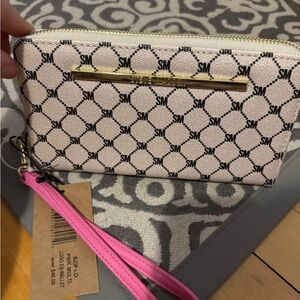 Steve Madden Black and Cream Clutch Wristlet